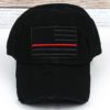 Distressed Black Thin Red Line Tactical Flag Adjustable Hat