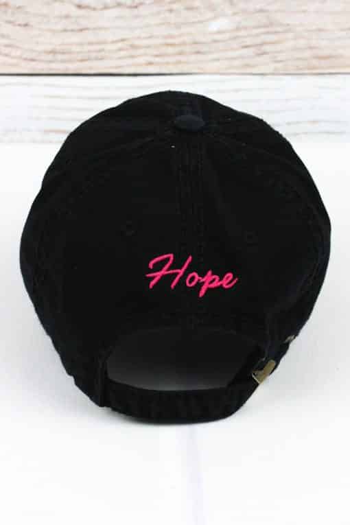 Distressed Black Hope Pink Ribbon Adjustable Hat - Image 3