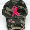 Distressed Green Camo Pink Ribbon Hope Adjustable Hat