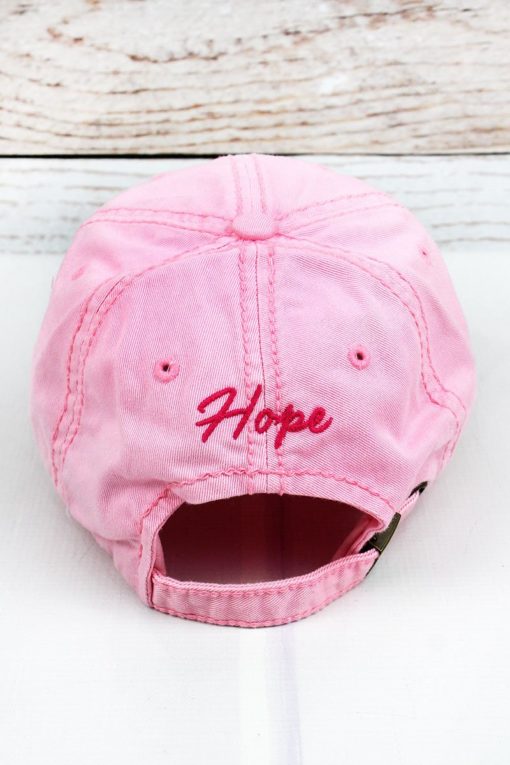 Distressed Pink Hope Pink Ribbon Adjustable Hat - Image 3