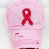 Distressed Pink Hope Pink Ribbon Adjustable Hat