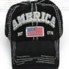 Distressed America USA Flag Black Adjustable Hat