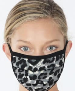 Snow Leopard Two-Layer Pleated Black Fashion Face Mask