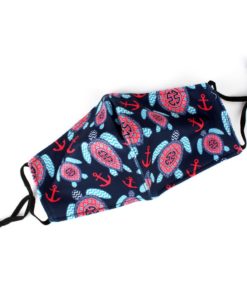 Turtles and Anchors Navy Two-Layer Fashion Face Mask