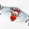 Rudolph Christmas Blue White Fashion Face Mask With Quilted Filter Pocket