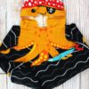 Kid's Octopus Red Orange Hooded Beach Towel