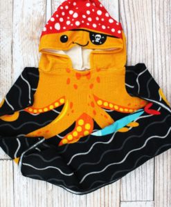 Kid's Octopus Red Orange Hooded Beach Towel