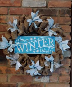 Warm Winter Wishes 16" Burlap Christmas Wreath