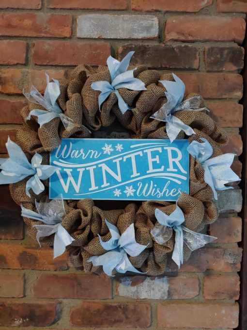 Warm Winter Wishes 16" Burlap Christmas Wreath