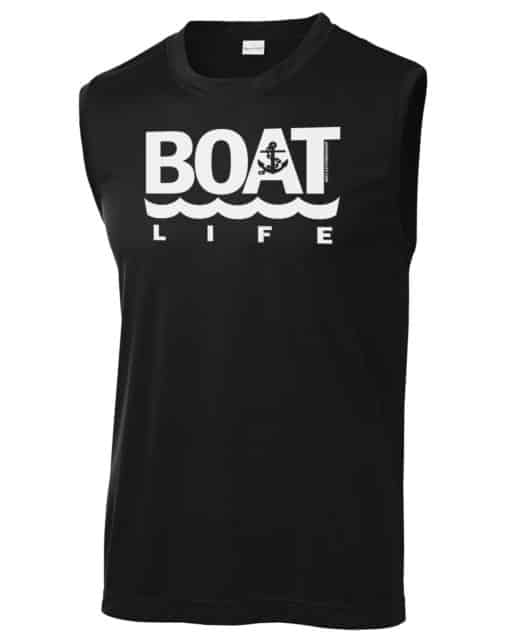 Boat Life Men's Black Competitor Anchor Tank Top Sleeveless Tee