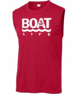 Boat Life Men's Red Competitor Anchor Tank Top Sleeveless Tee