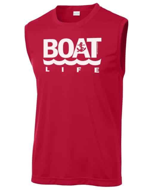 Boat Life Men's Red Competitor Anchor Tank Top Sleeveless Tee