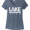 Lake Life Anchor Women's Navy Frost V-Neck T-Shirt Tee