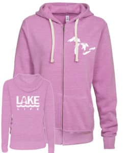 Michigan Lake Life Women's Heather Hyacinth Vintage Full Zip Hoodie