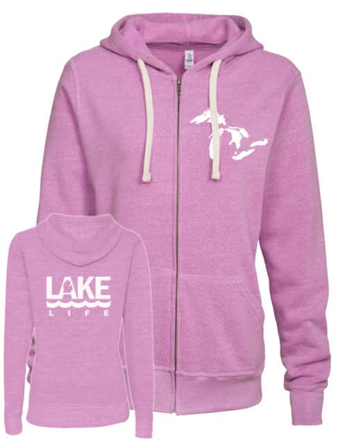 Michigan Lake Life Women's Heather Hyacinth Vintage Full Zip Hoodie