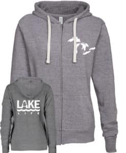 Michigan Lake Life Women's Heather Gray Vintage Full Zip Hoodie