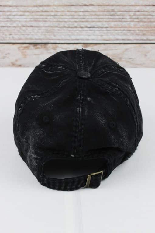 Distressed Black Thin Blue Line Flag Adjustable Hat - Image 2