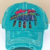 Distressed Turquoise Follow Your Arrow Adjustable Hat