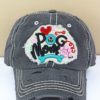 Distressed Black Dog Mom Adjustable Hat With Bone