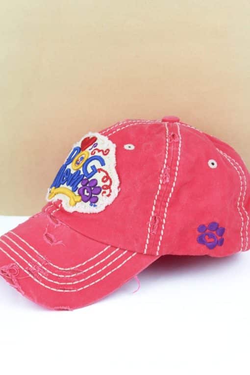 Distressed Salmon Dog Mom Adjustable Hat With Bone - Image 2
