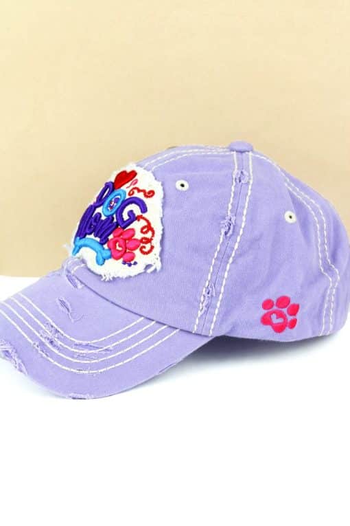 Distressed Lavendar Dog Mom Adjustable Hat With Bone - Image 2