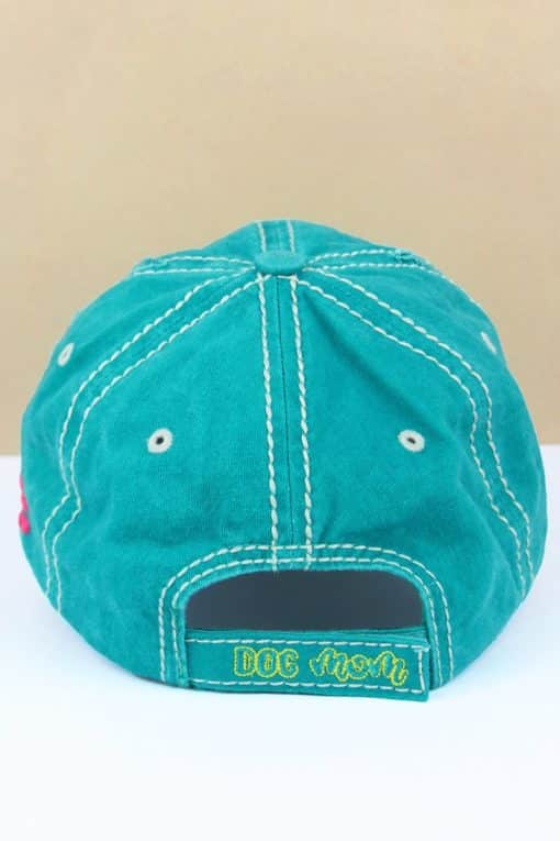 Distressed Turquoise Dog Mom Adjustable Hat With Bone - Image 3