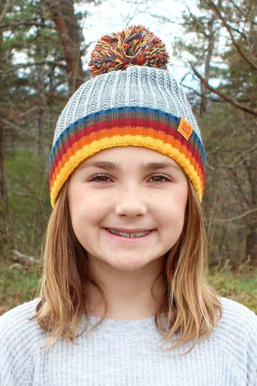 Kid's Gray Play All Day Pom Pom Beanie Hat