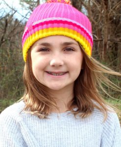 Kid's Pink Play All Day Pom Pom Beanie Hat