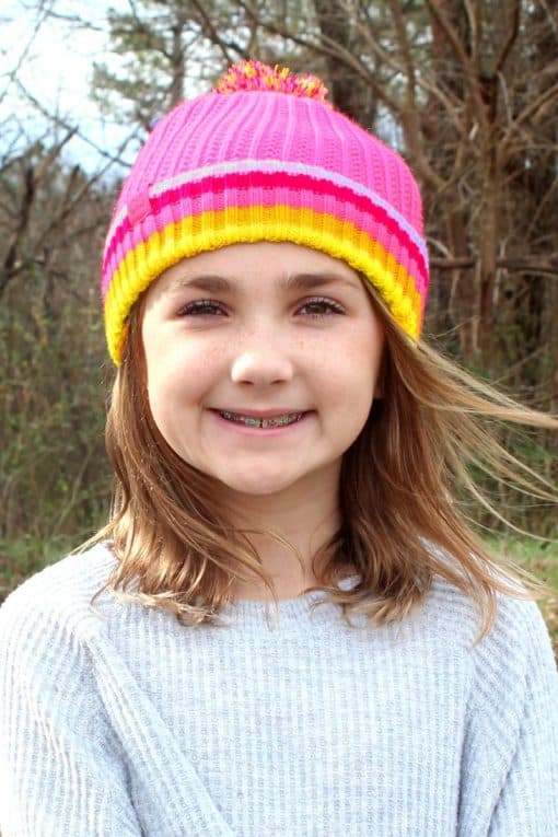 Kid's Pink Play All Day Pom Pom Beanie Hat