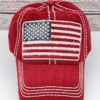 Distressed Red American Flag Adjustable Hat