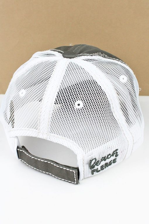 Distressed Steel Gray Sunglasses Beach Please Adjustable Mesh Hat - Image 3