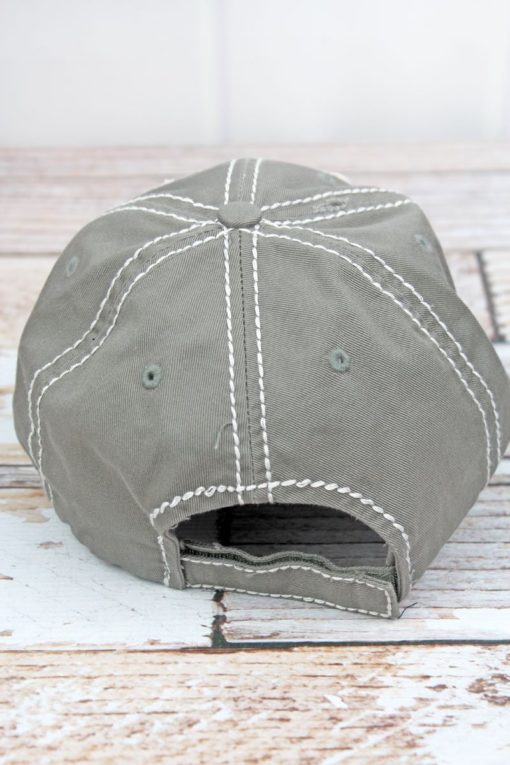 Distressed Steel Gray Mommy Shark Adjustable Hat - Image 3