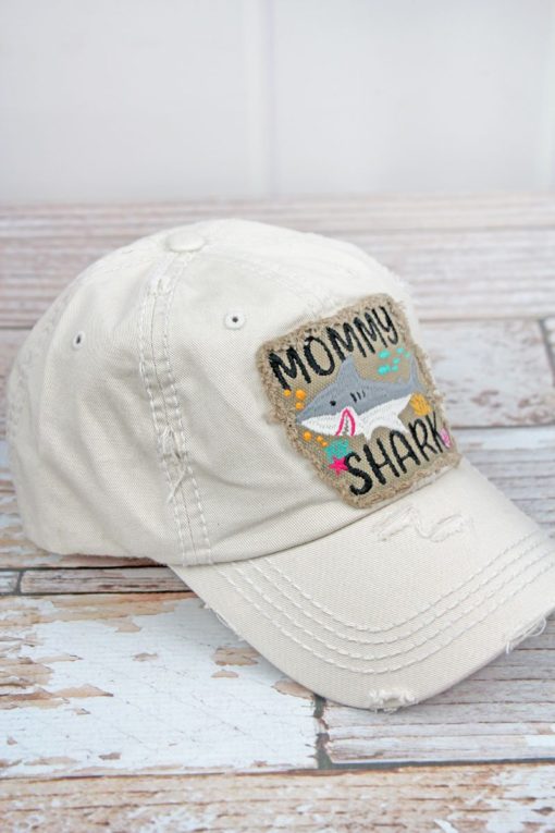 Distressed Stone Mommy Shark Adjustable Hat - Image 3
