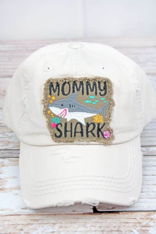 Distressed Stone Mommy Shark Adjustable Hat