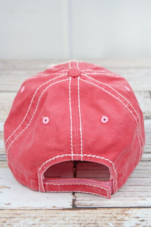 Distressed Salmon Mommy Shark Adjustable Hat - Image 3