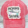 Distressed Salmon Mommy Shark Adjustable Hat