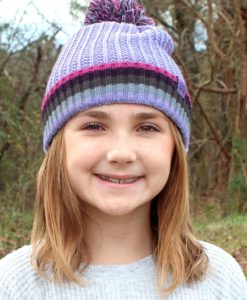 Kid's Lavendar Play All Day Pom Pom Beanie Hat