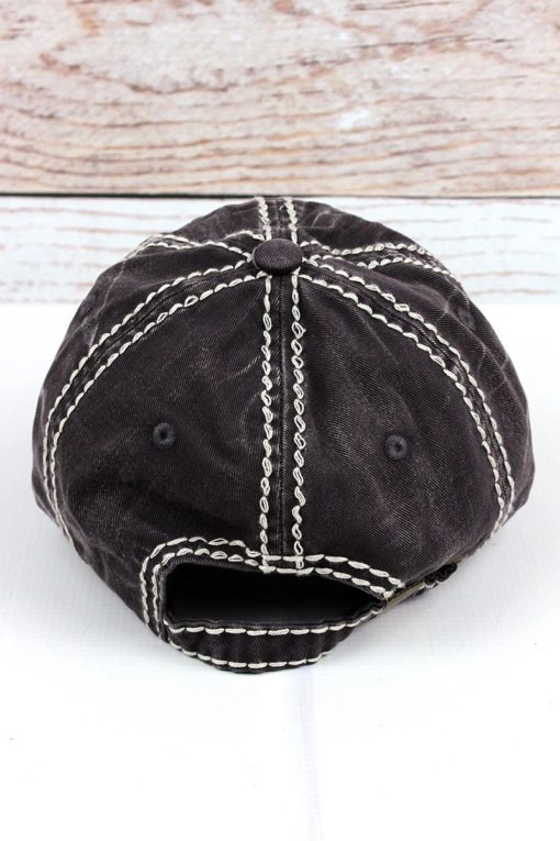 Distressed America USA Flag Dark Gray Adjustable Hat - Image 3
