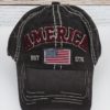 Distressed America USA Flag Dark Gray Adjustable Hat