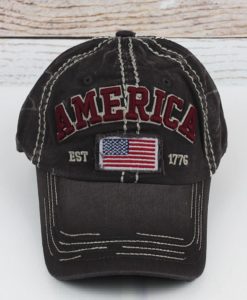 Distressed America USA Flag Dark Gray Adjustable Hat