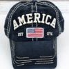 Distressed America USA Flag Navy Adjustable Hat