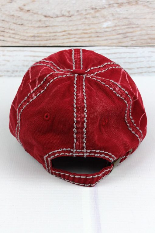 Distressed America USA Flag Red Adjustable Hat - Image 3