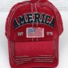 Distressed America USA Flag Red Adjustable Hat