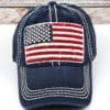 Distressed Navy American Flag Adjustable Hat