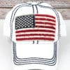 Distressed White American Flag Adjustable Hat