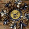 US Navy Navy Gold 16" Burlap Wreath Door Decor