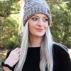 Snow Day Fleece Lined Knit Multi Rose Pom Pom Beanie Hat