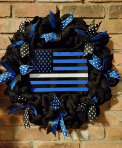 Thin White Line Emergency Medical Services Paramedic 16" Burlap Wreath