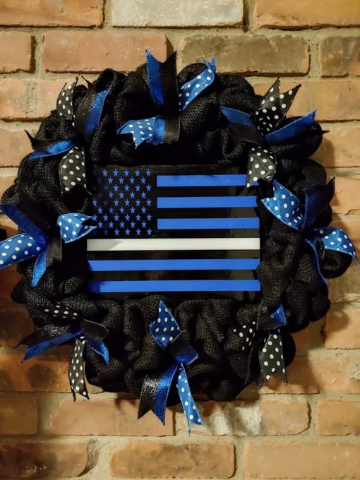 Thin White Line Emergency Medical Services Paramedic 16" Burlap Wreath