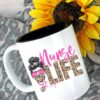 Nurse Life Leopard 15 oz Black and White Ceramic Mug